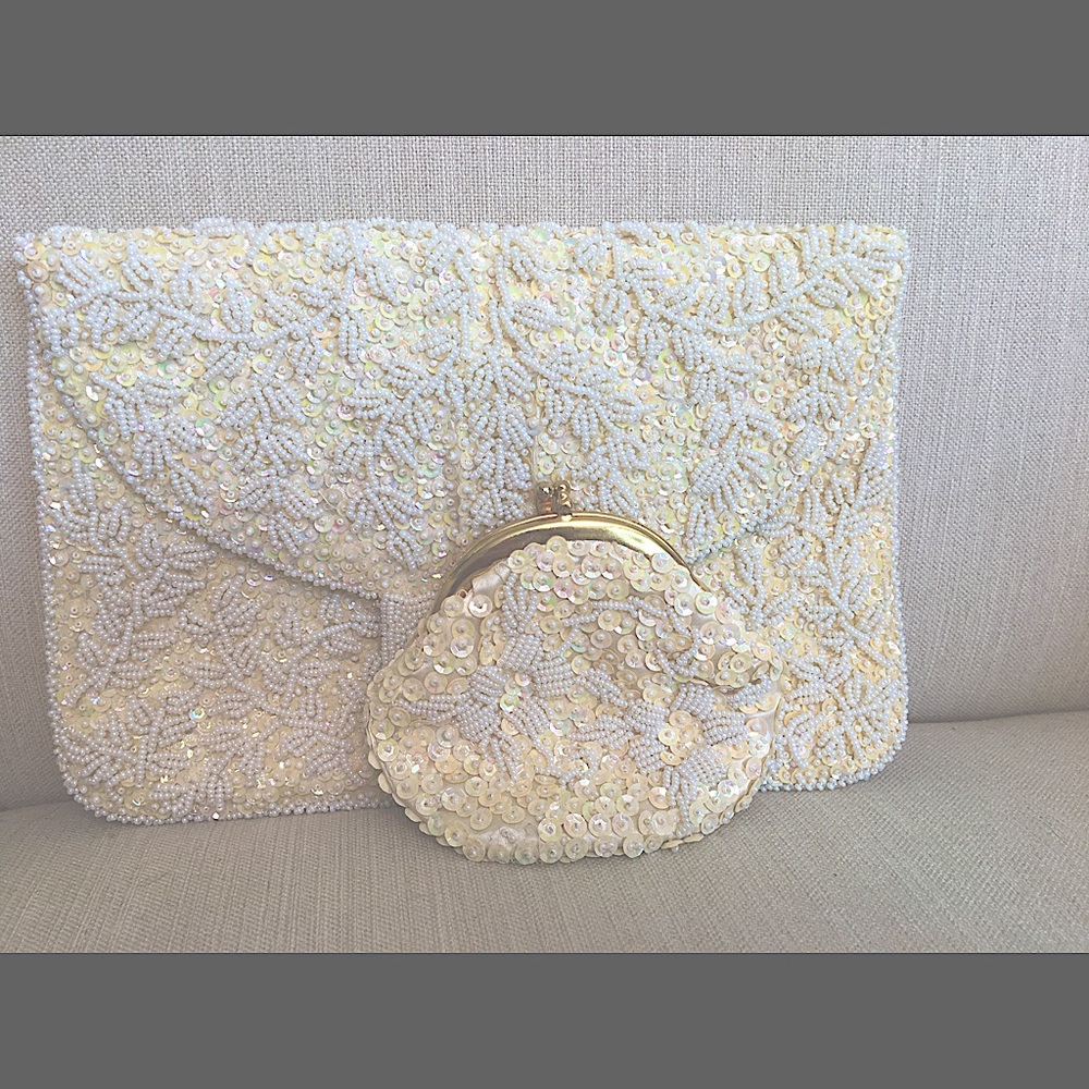 Vintage 1950s Beaded Clutch Purse and Change Purse